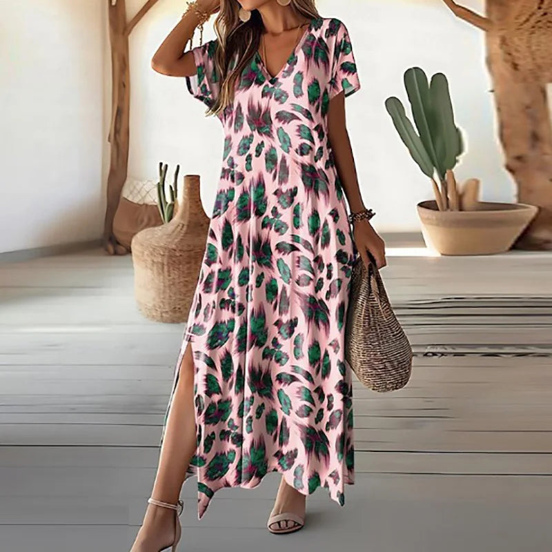 Dame Sommerkjole – Midi med Bladprint