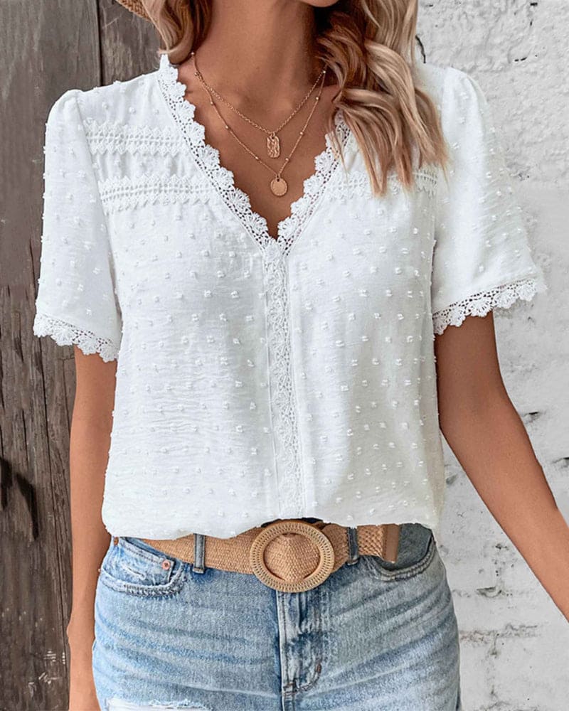 Elegant Hvid Bluse til Dames