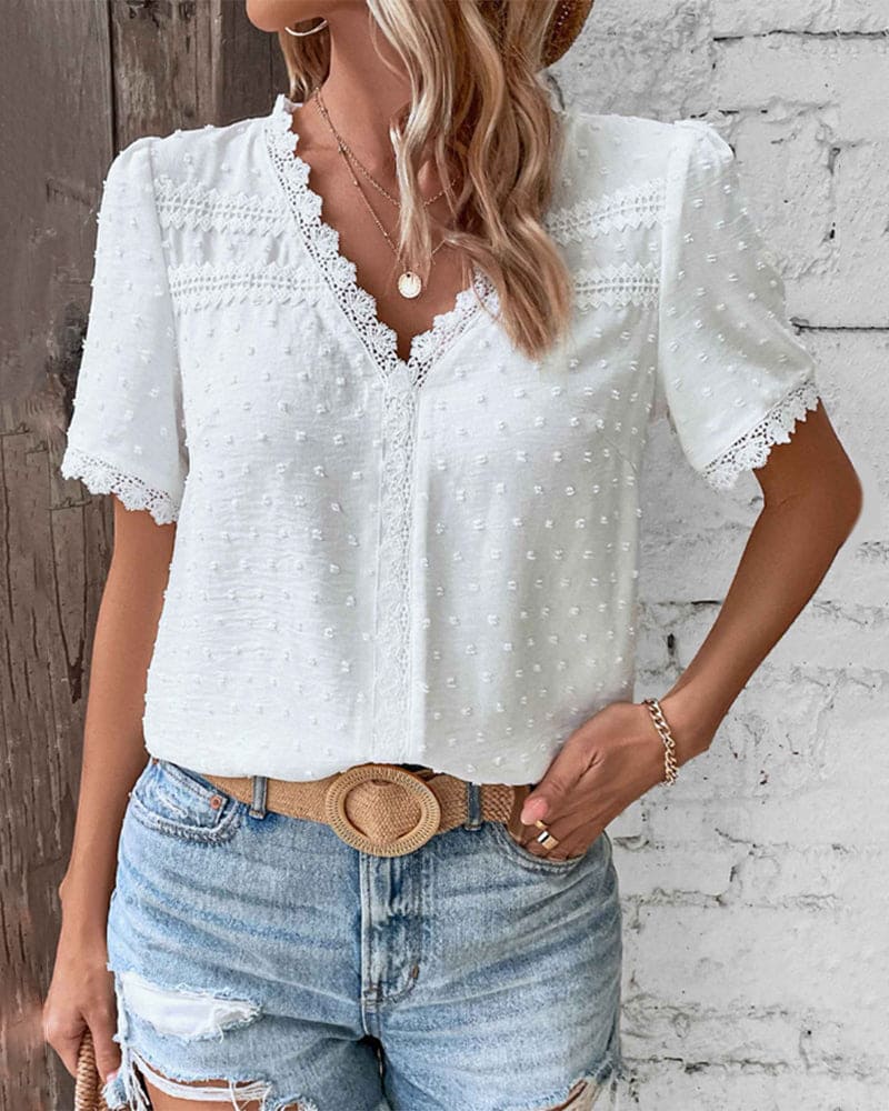 Elegant Hvid Bluse til Dames