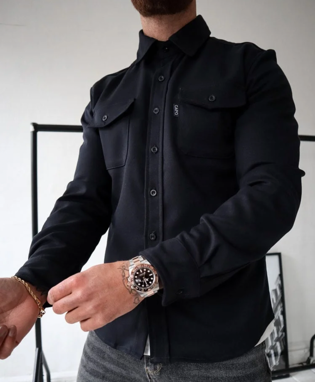 Fritidsovershirt til mænd - langærmet skjortejakke med knapper