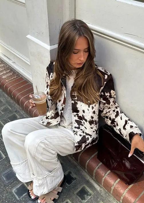 Kvinde Denimjakke – Ko-print med Dristig Stil