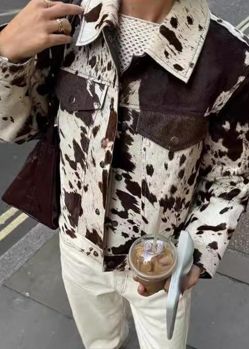 Kvinde Denimjakke – Ko-print med Dristig Stil