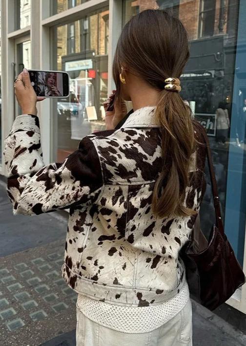 Kvinde Denimjakke – Ko-print med Dristig Stil