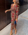 Boho wrap-kjole til kvinder med lange ærmer - ubesværet elegance