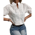Dame Bluse – Kanten Design med V-hals