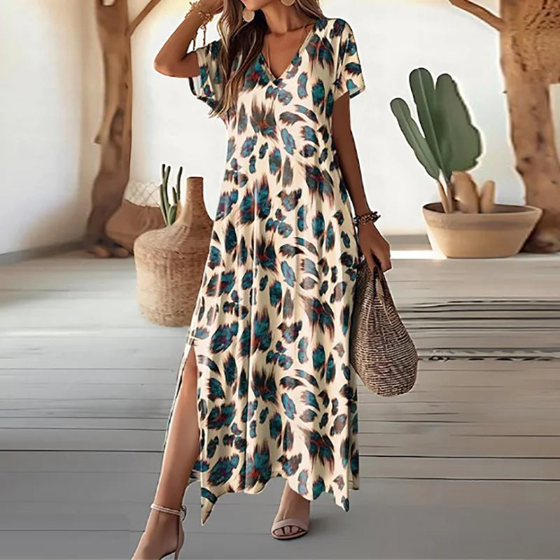 Dame Sommerkjole – Midi med Bladprint