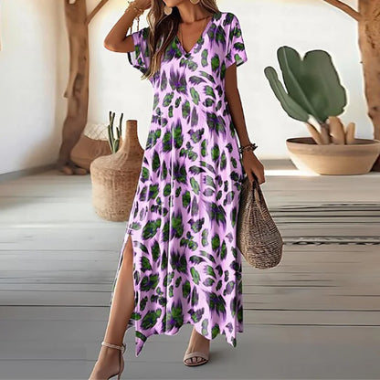 Dame Sommerkjole – Midi med Bladprint